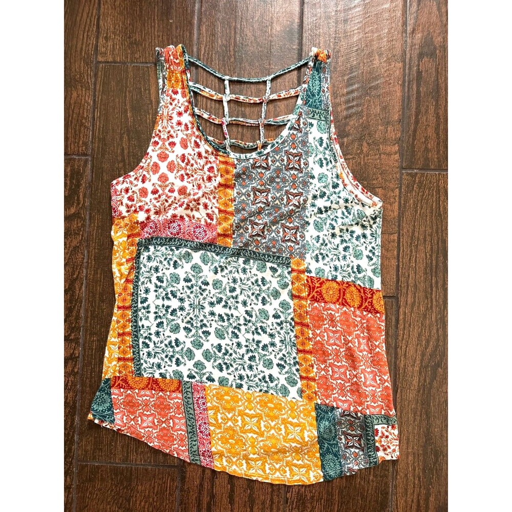 Maurices Womens S Tank Patchwork Strappy Back Tank Top Boho Western Fall Autumn